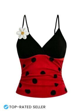 Polka Dot Spaghetti Strap Crop Tank Top Halloween Costume